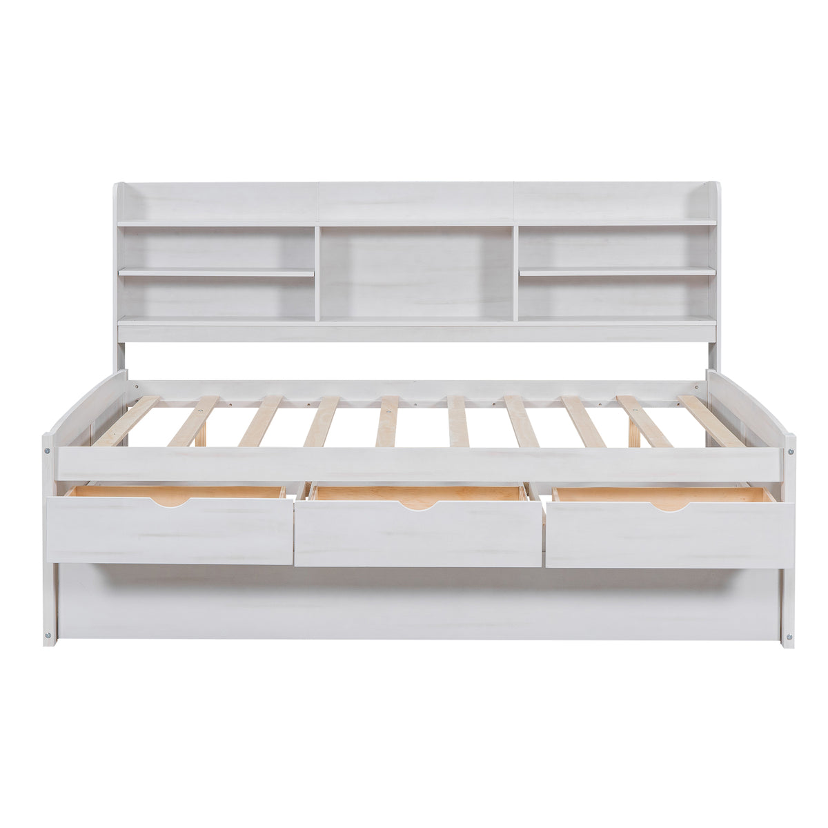 Full Solid Wood Trundle Bed White