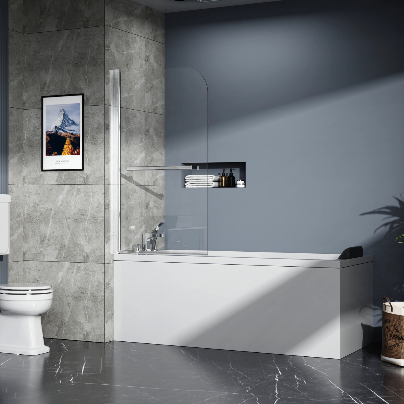 31" x 55" Frameless Tempered Glass Shower Door Panel