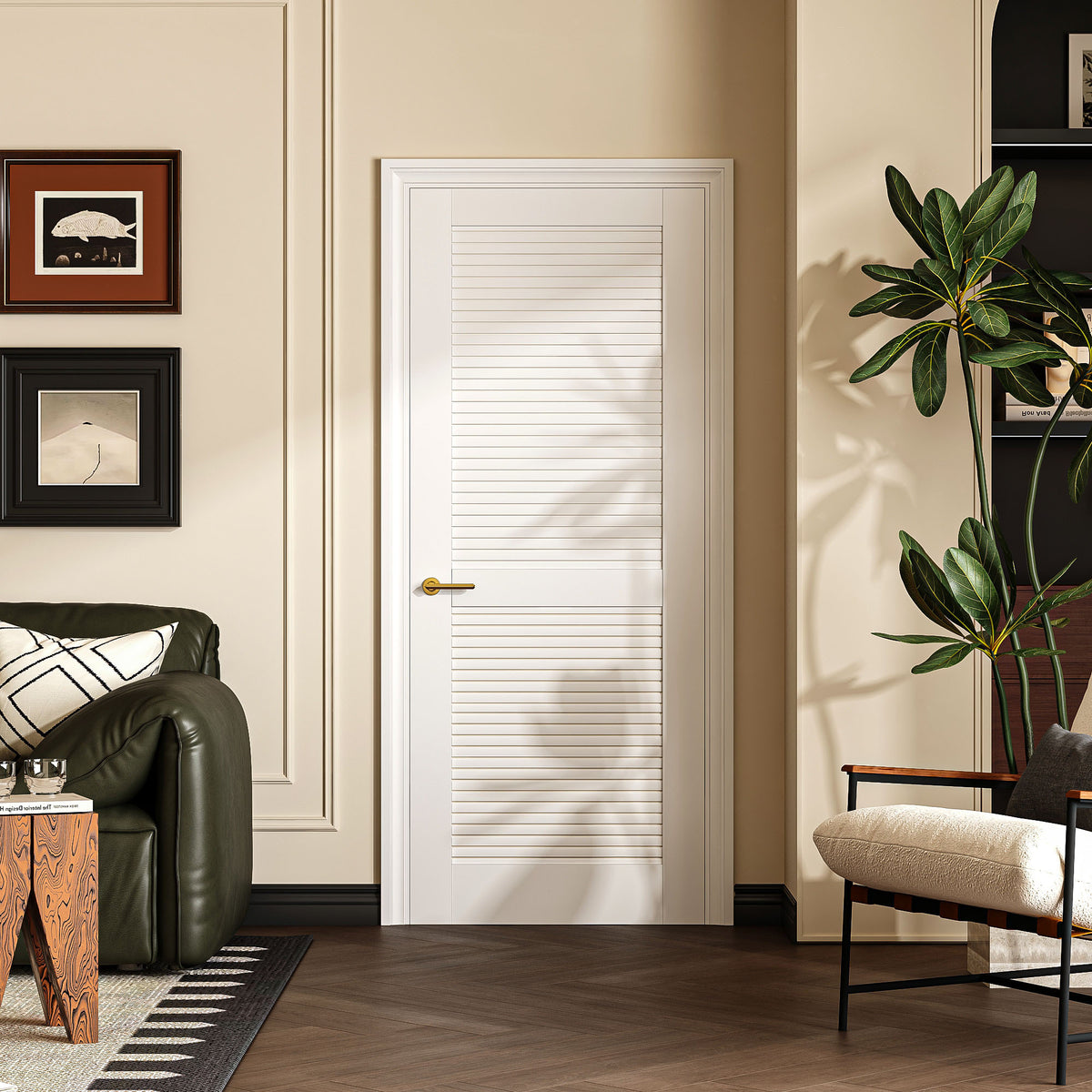 30" X 80"Louver Interior Door Slab, White PVC Waterproof Moisture-Resistant