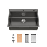 30" x 22" Stainless Steel Single Bowl Overmount Kitchen Sink