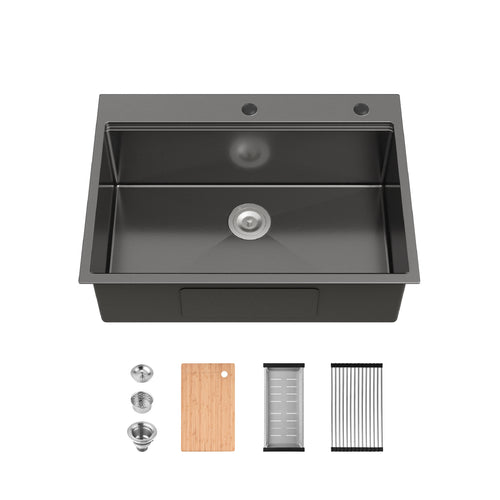 30" x 22" Stainless Steel Single Bowl Overmount Kitchen Sink