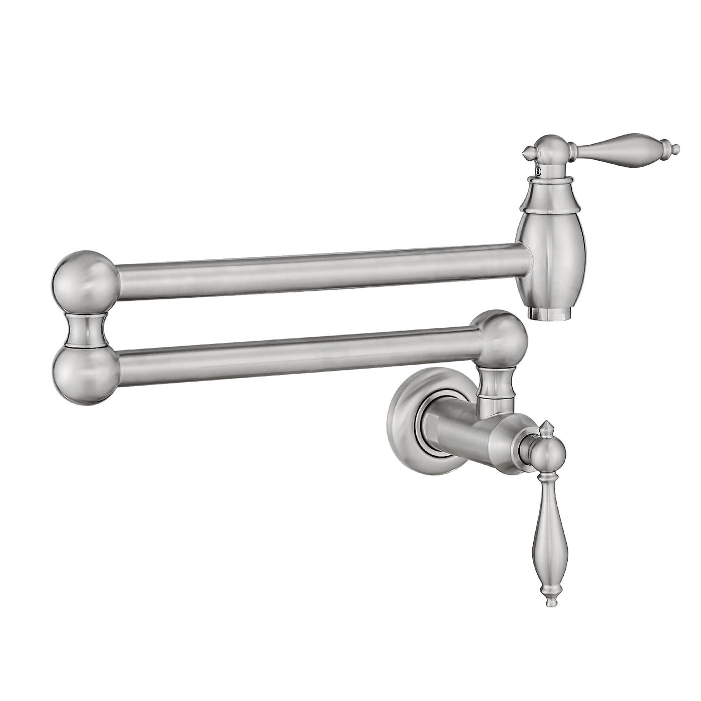 Wall Mount Pot Filler Faucet Brass Brushed Nickel