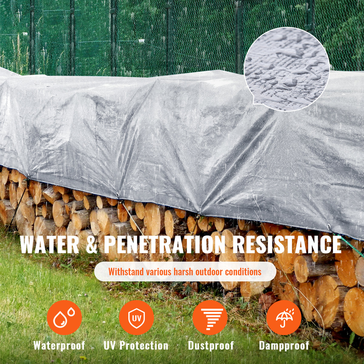 Tarp Waterproof 20x30 ft, Plastic Poly Tarp Cover 10 Mil