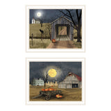 Trendy Decor 4U 2- Piece Vignette Halloween Season in the Country White Framed W