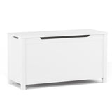 Kids Wooden Toy Box Storage with Safety Hinged Lid for Ages 2+ (White)