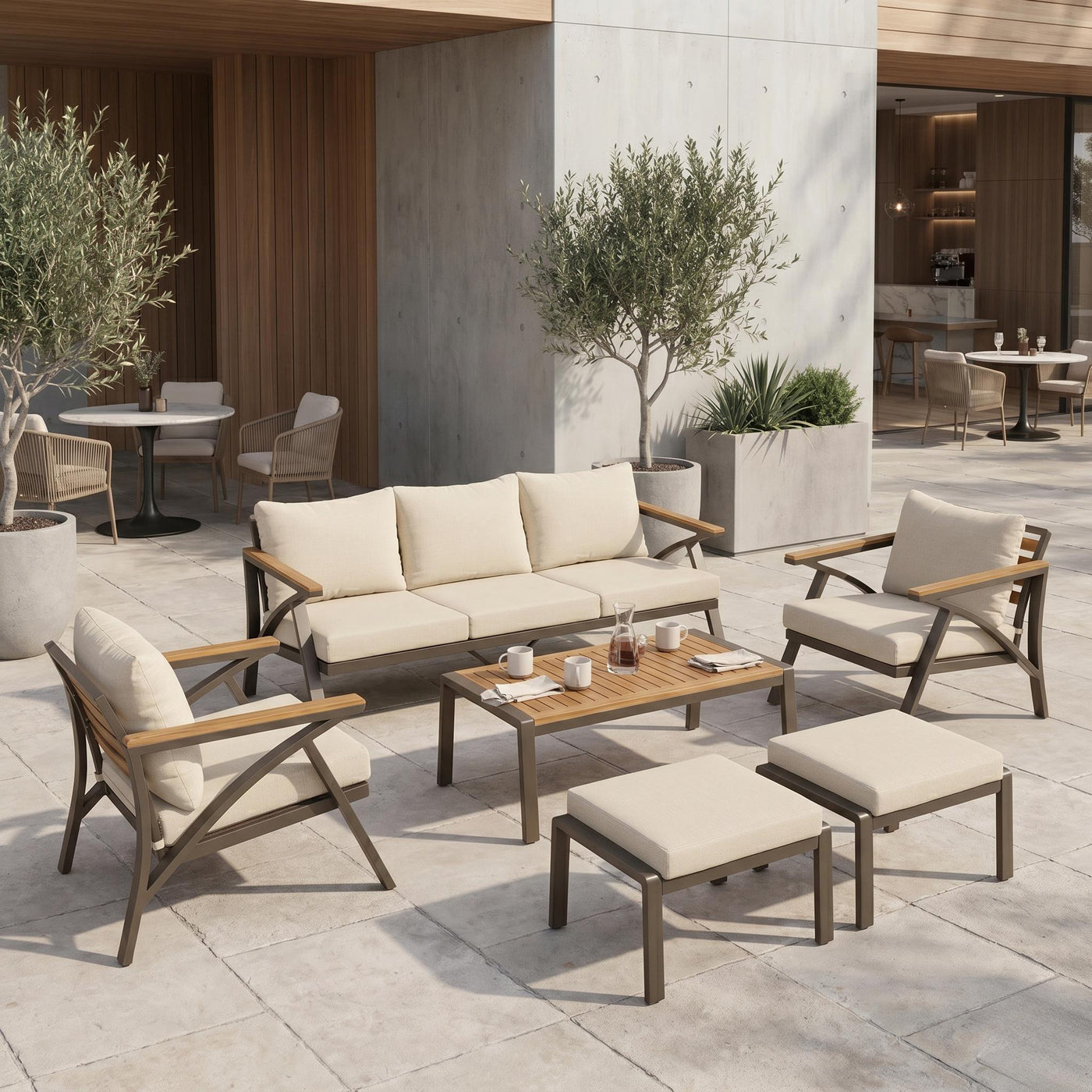 6-Piece Outdoor Patio Furniture Set Steel Frame Sofa