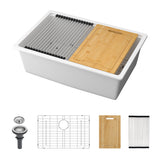 White Granite Composite Undermount Kitchen Sink 28" x 19