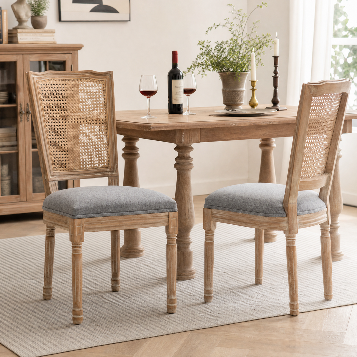 Set of 2 Solid Wood Dining Chair Grey