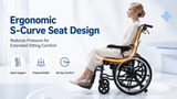 Adult Wheelchair, 20-inch Ergonomic Foldable Aluminum Transport Wheelchair with