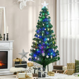 HOMCOM 6' Tall Douglas Fir Pre-Lit Artificial Christmas Tree with Realistic Bran