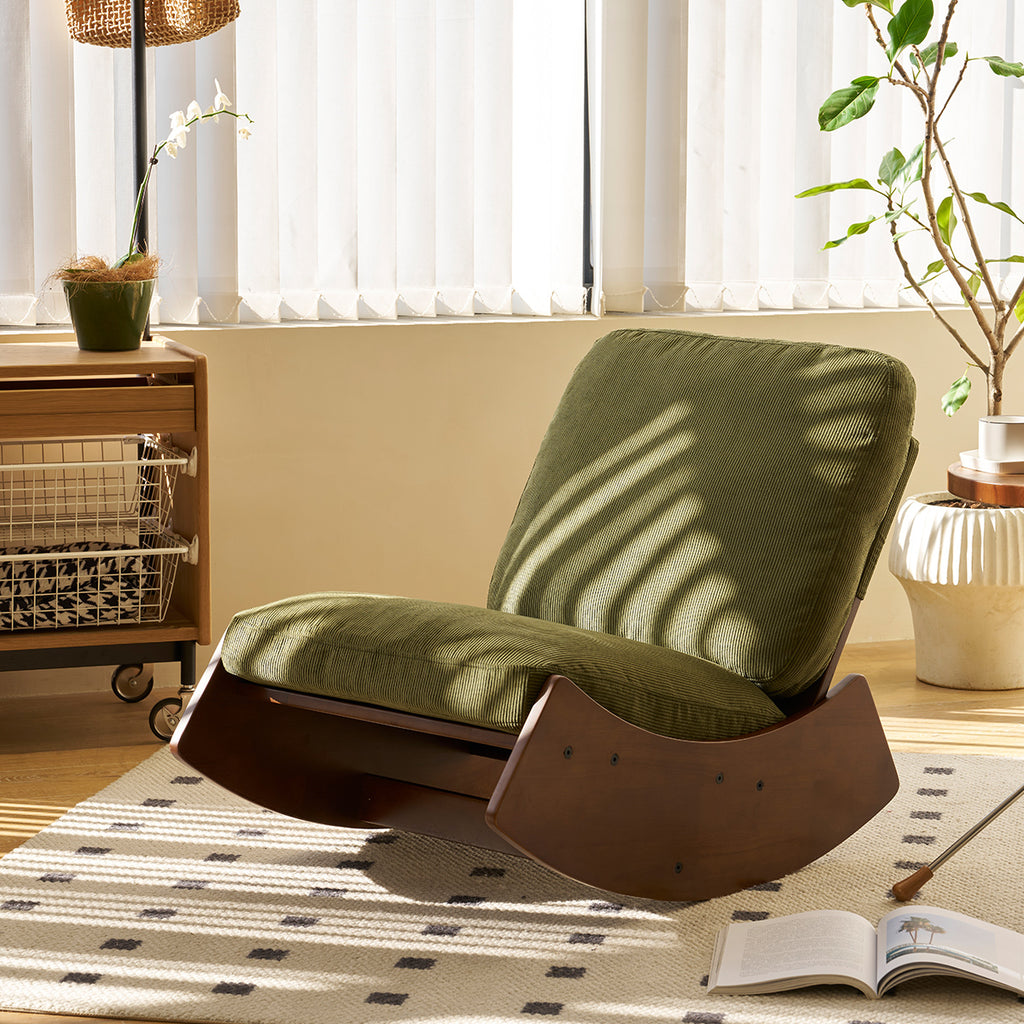 Comfortable Glider Rocking Chair With Solid Wood Frame Upholstered For Nursery