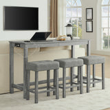Solid Wood Bar Table Set Grey