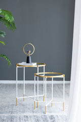 Mirrored Top Side Table Set of 2, 18x23.5" and 16x20