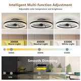 Ceiling Fan with LED Light - Crystal Flush Mount - Black - 20"