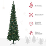 HOMCOM 7.5 Foot Pencil Artificial Christmas Tree, Slim Pine Needles Xmas Tree wi