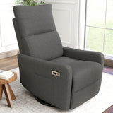Velvet Recliner Swivel Power Dark Gray