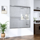 56"-60"W*60" H Semi-Frameless Double Sliding Shower Door, Bypass Shower Door