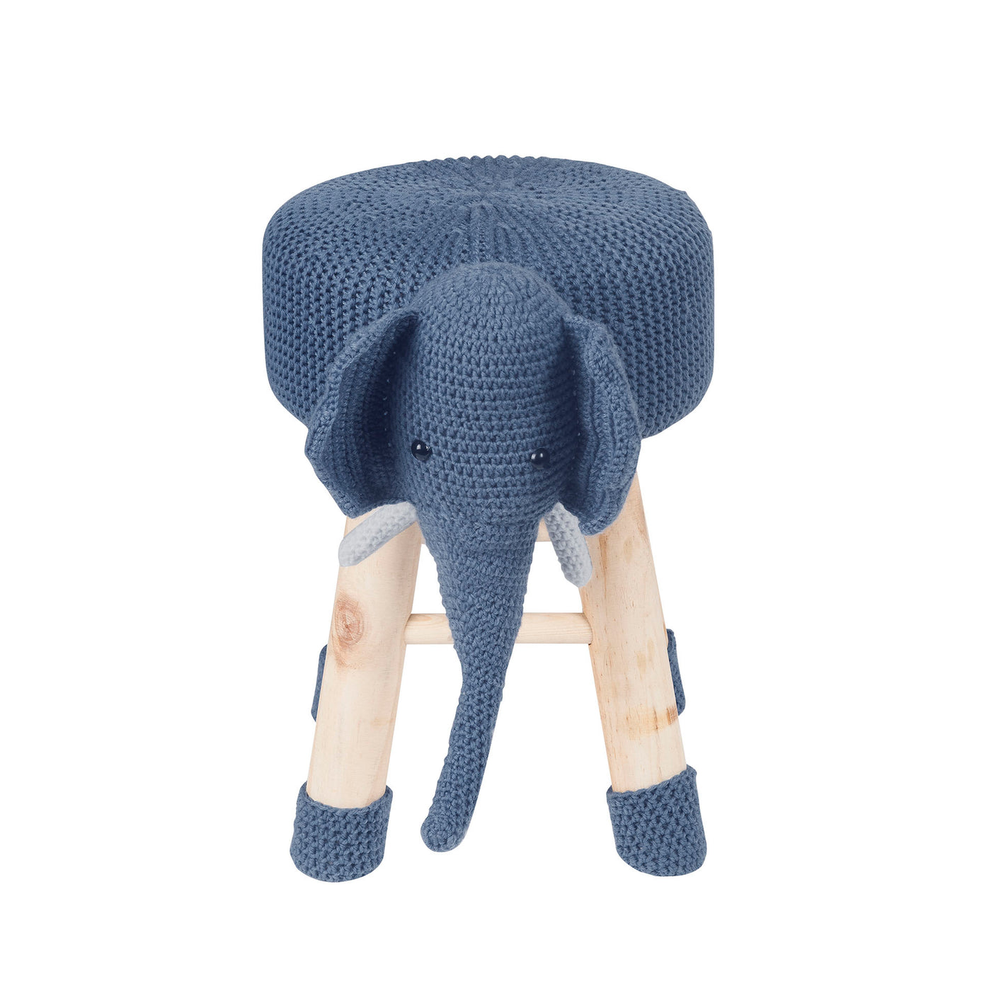 Cute Elephant Foot Stool Ottoman with Pine Wood Legs