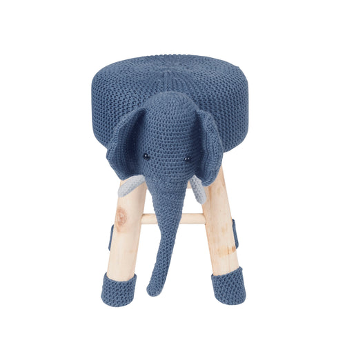 Cute Elephant Foot Stool Ottoman with Pine Wood Legs