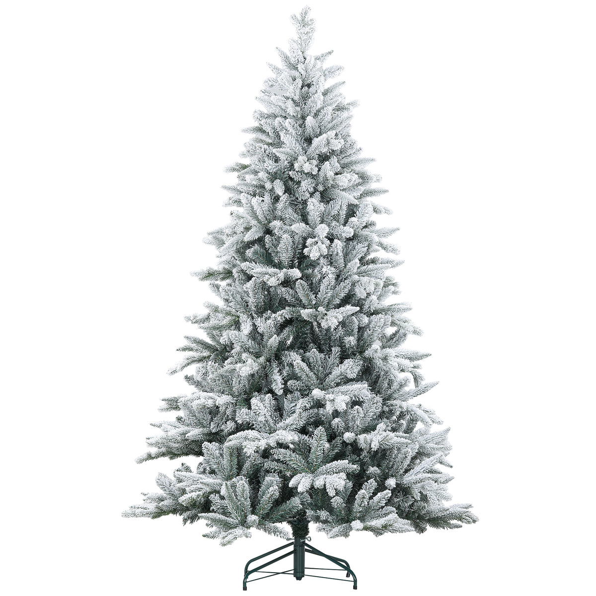 HOMCOM 7ft Snow Flocked Artificial Christmas Tree with 1401 Tips, Foldable Metal