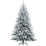 HOMCOM 7ft Snow Flocked Artificial Christmas Tree with 1401 Tips, Foldable Metal