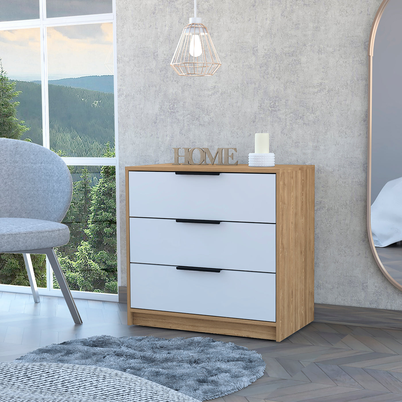 Kaia 3 Drawer Dresser White Pine