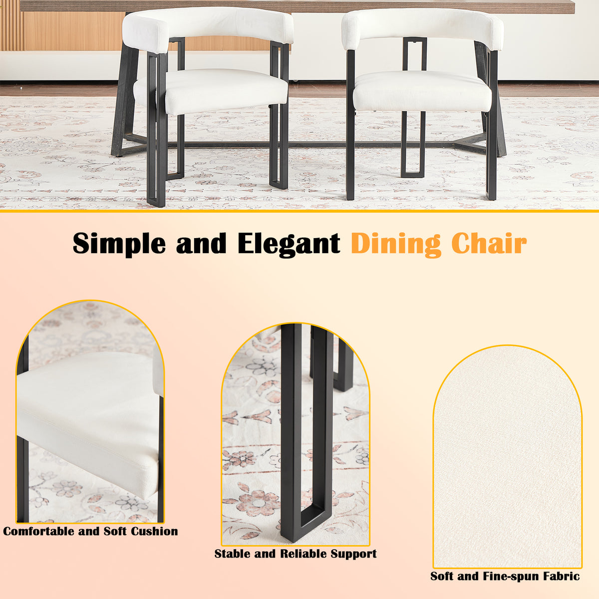 Set of 2 Foam Dining Chair Beige