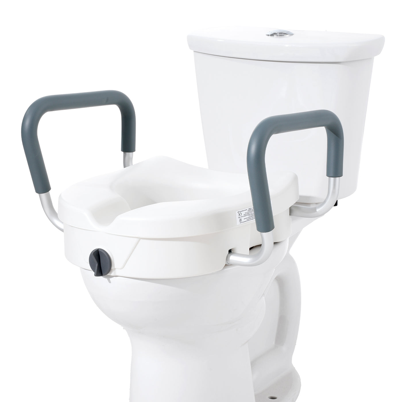 Raised Toilet Seat 5 In Height Padded Armrests Adjustable Twist Lock 350 LB
