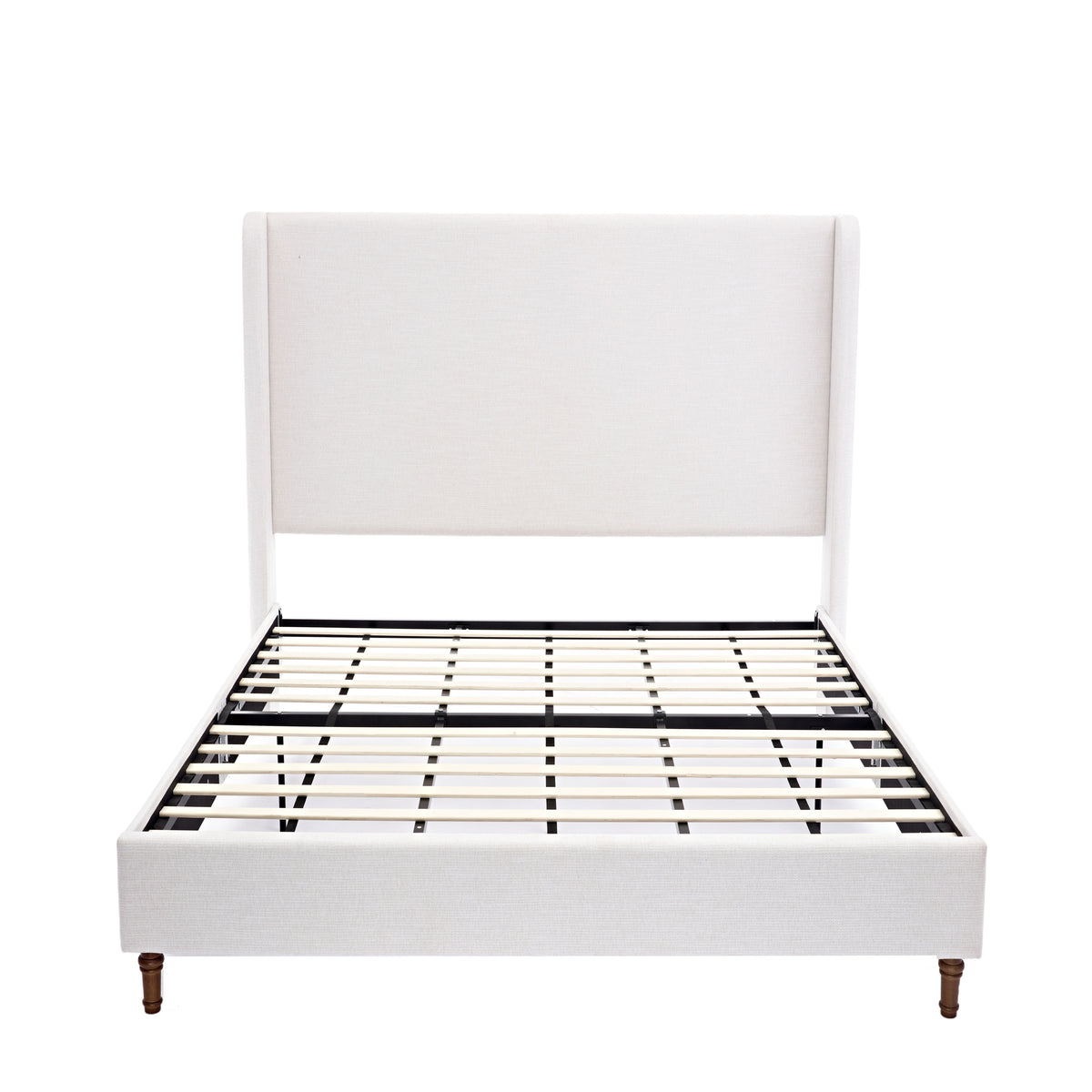 California King Upholstered Platform Bed Ivory