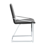 Side Chair Set of 2 - Gray Velvet - Chrome Finish - Openwork Back