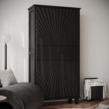 64.5'' Tall Accent 4Door Cabinet, Hollow Sideboard Buffet Cabinet