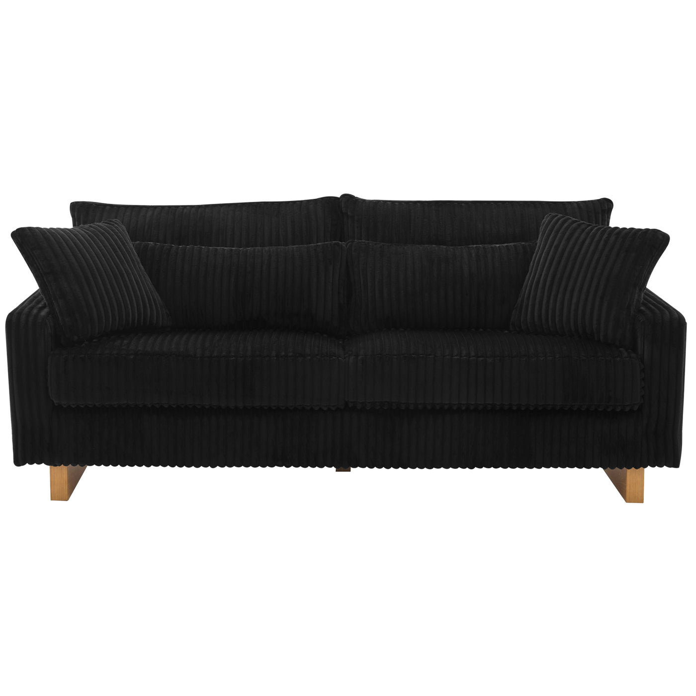 Modern Black Corduroy Loveseat Sofa with Four Pillows, 80.3' Upholstered Couch for Living Room, Plywood and Pine Frame