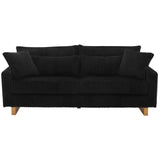 Modern Black Corduroy Loveseat Sofa with Four Pillows, 80.3' Upholstered Couch for Living Room, Plywood and Pine Frame