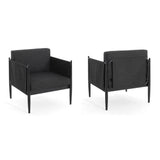 Dawson Outdoor Patio 2pcs Black Aluminum Club Chair Set with Water-Resistant
