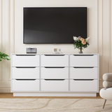 9-Drawer Engineered Wood Dresser White 63"