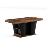 Engineered Wood Dining Table with Storage Black/Rustic Brown 44"