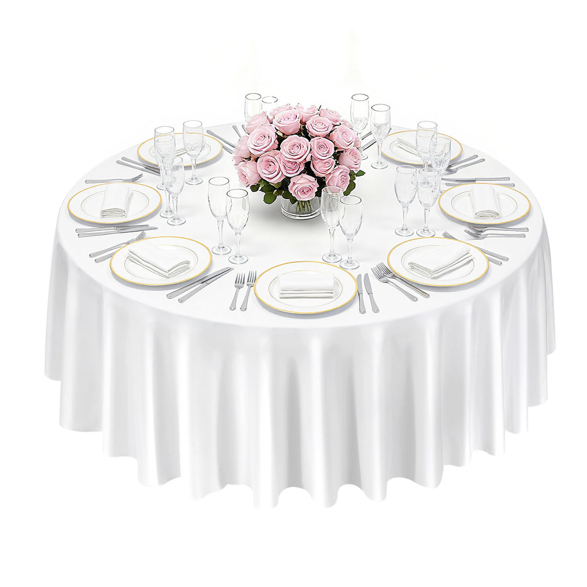 White Round Tablecloths 2 Pack, 120 Inches in Diameter