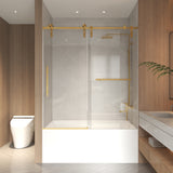 Frameless Sliding Bathtub Door 56-60" x 66" H Tempered Glass