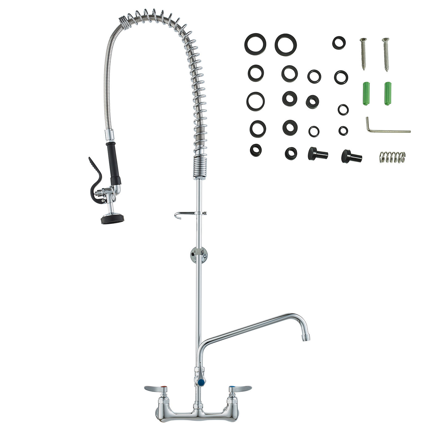 Commercial Pre-Rinse Kitchen Faucet 47" Wall Mount Brass