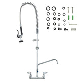 Commercial Pre-Rinse Kitchen Faucet 47" Wall Mount Brass