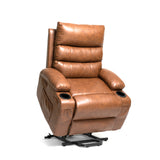 Power Lift Faux Leather Lift Recliner with Massage Brown