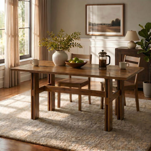 Modern Wooden Dining Table 71" for 4-6 People Walnut