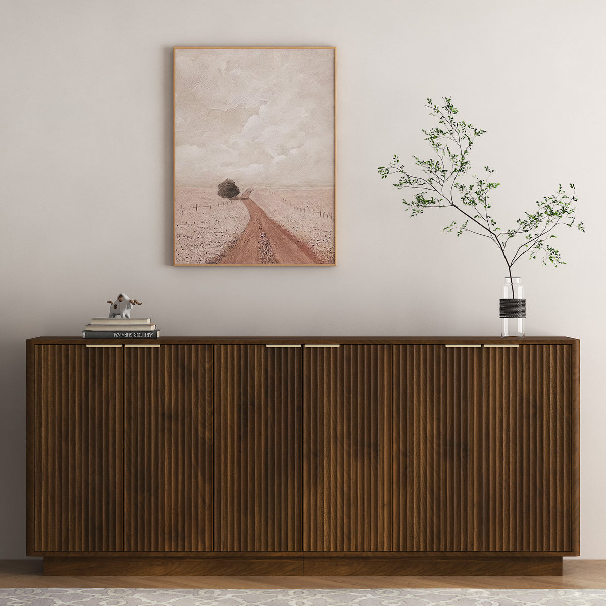 Modern Buffet Cabinet with Storage, Fluted Sideboard Large Buffet