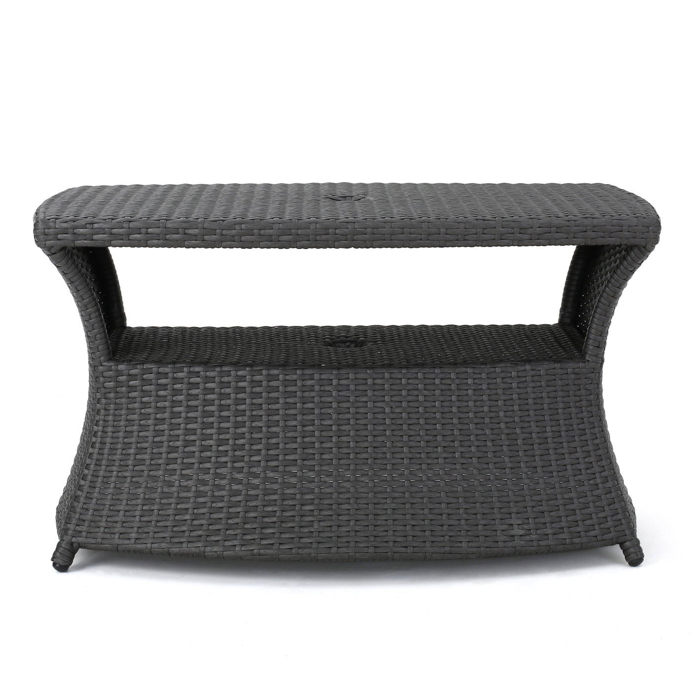 Grey Polyethylene Wicker Outdoor Chaise Lounge Side Table