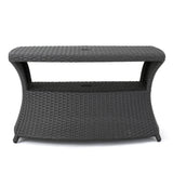 Grey Polyethylene Wicker Outdoor Chaise Lounge Side Table