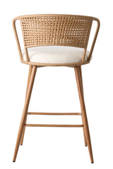 Set of 2 Metal Bar Stool Cream