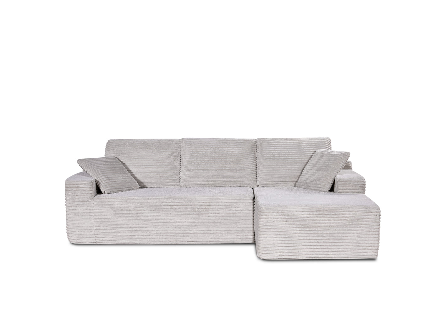 104" Boneless Corduroy L-Shaped Sectional Sofa, Beige
