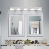Modern Chrome 5-Light LED Bathroom Vanity Wall Sconce