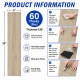 Peel and Stick Floor Tile, 36x6 inches, 60-Pack 90 Sq.Ft, Self Adhesive