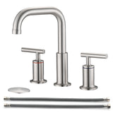 8" Widespread Double Handle Bathroom Faucet Brushed Nickel